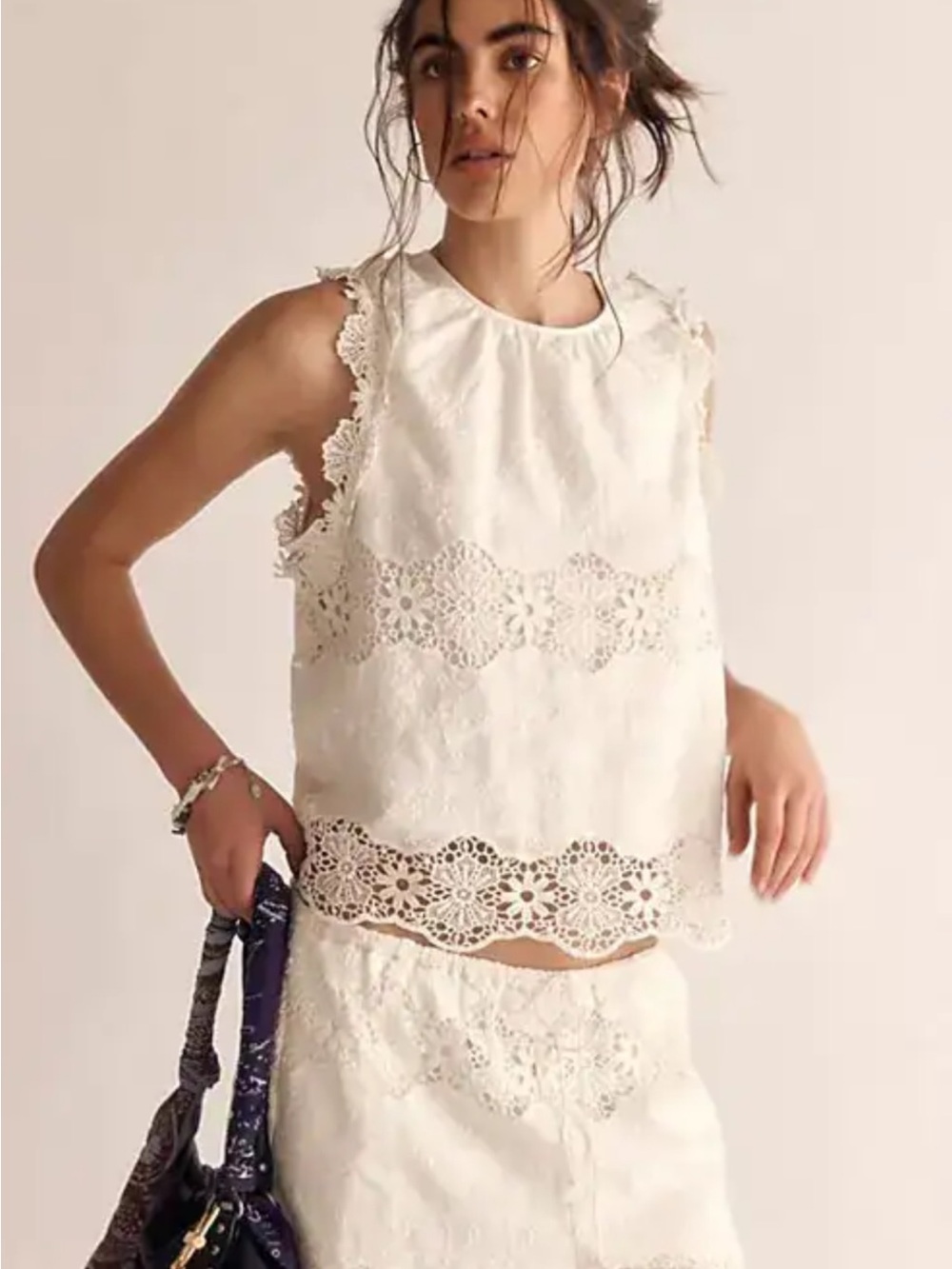 Free People lace top and short set